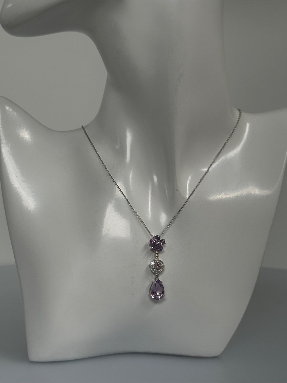 Elegant 925 Sterling Silver amethyst Pendant Necklace